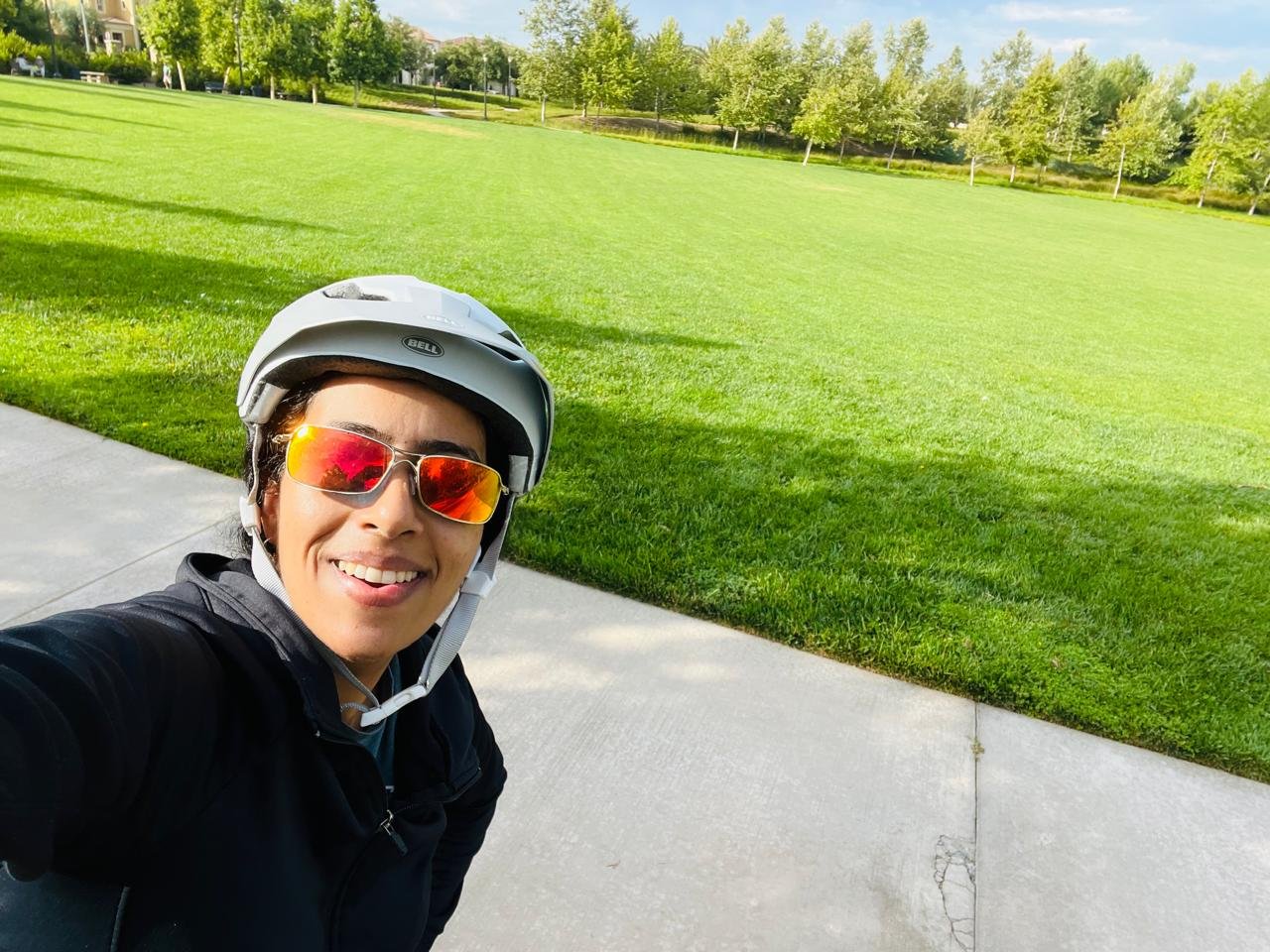 Sandhya Rudraraju cycling in the USA